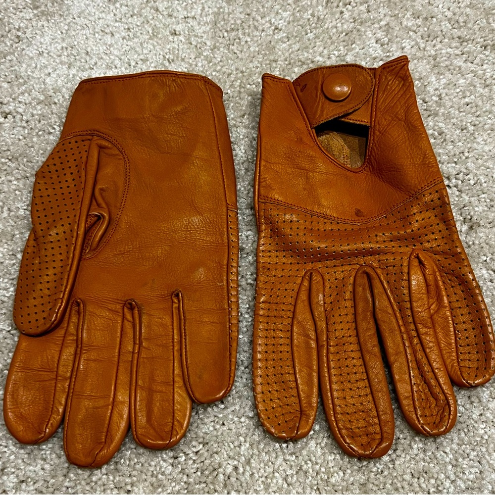 Mens Leather Gloves Tan, Brown, Driving gloves size Large